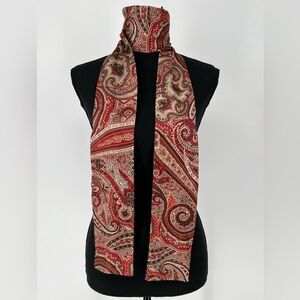 TALBOTS  PAISLEY SILK‎ FASHION SCARF IN BEIGE COPPER AND GREEN